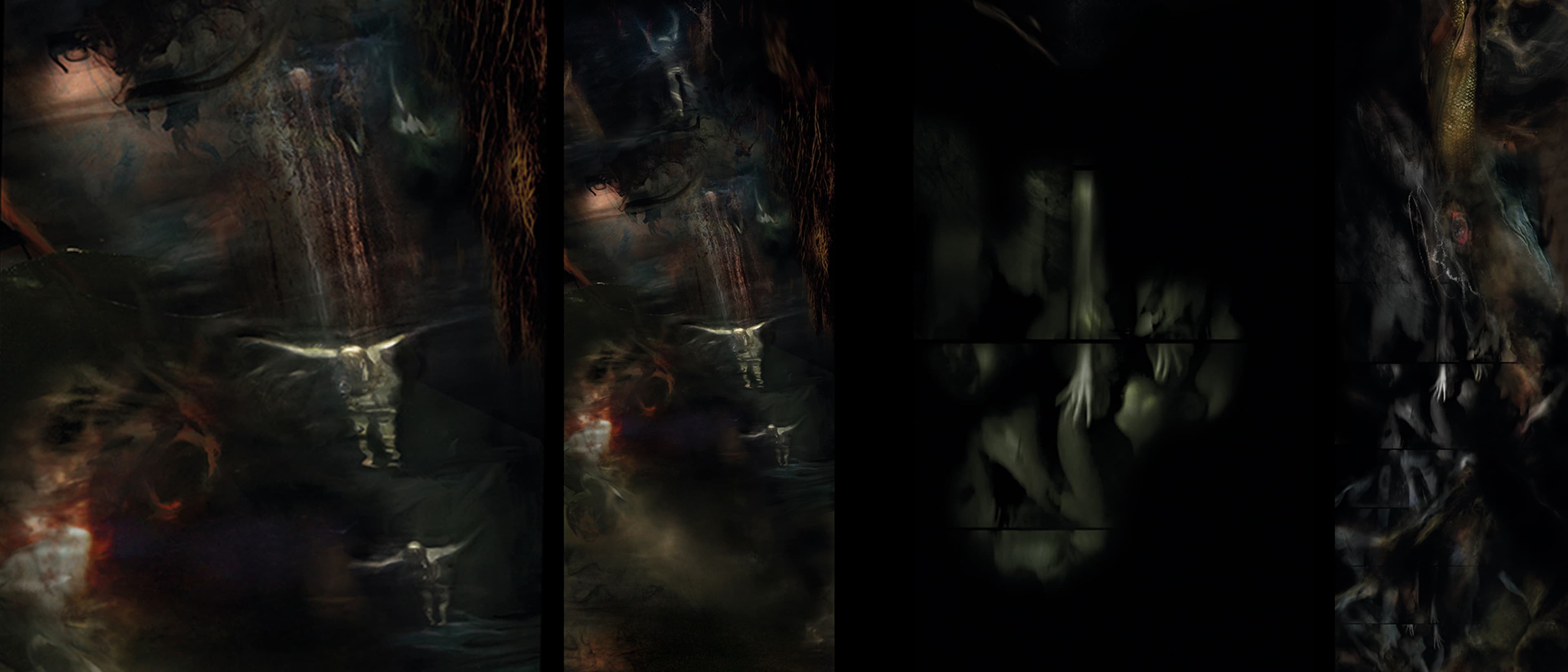 Shanghai Biennale immersive installation - video & illustrated silk